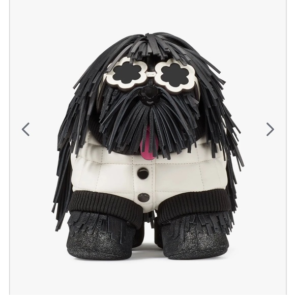 New Kate Spade Shaggy Fringed 3D Dog Crossbody - Picture 6 of 10